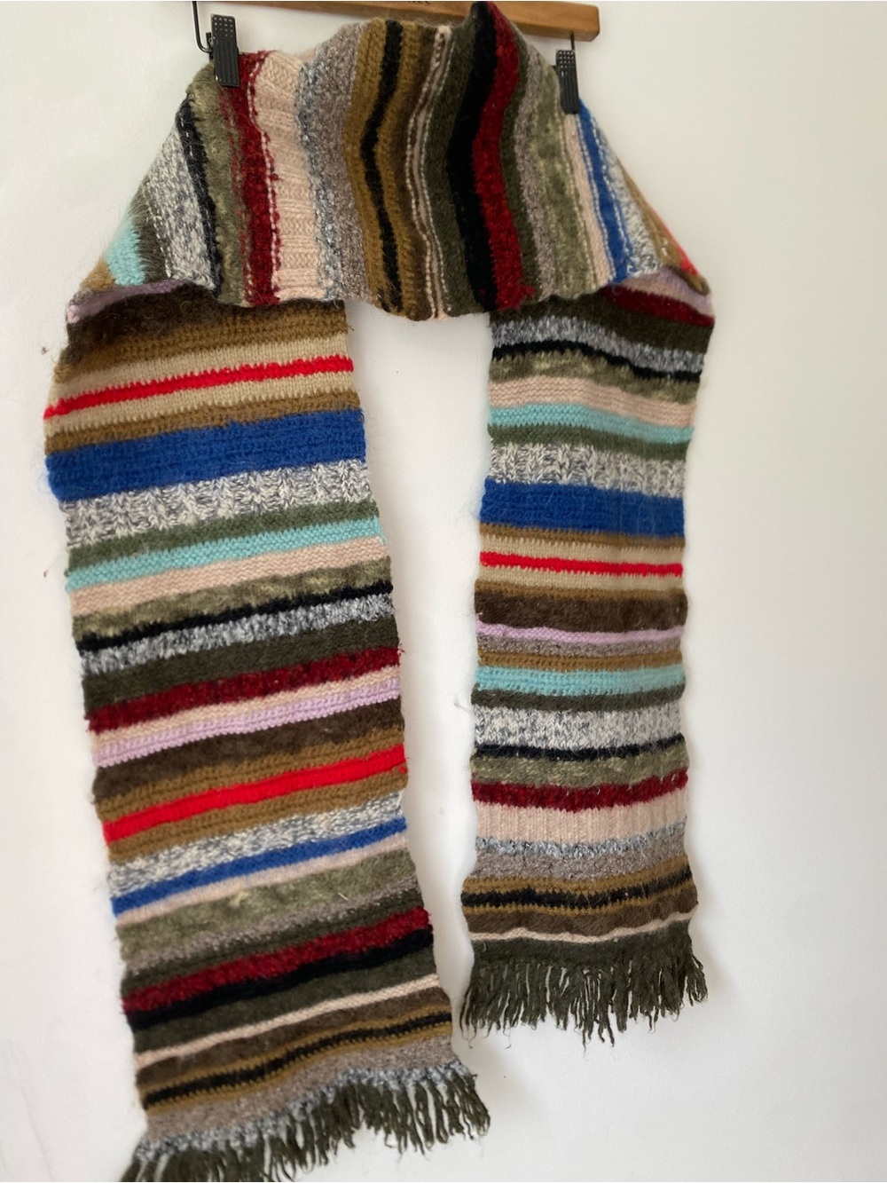 Vintage J.Crew Scarf 100% Wool Multicolor Rare Handknit